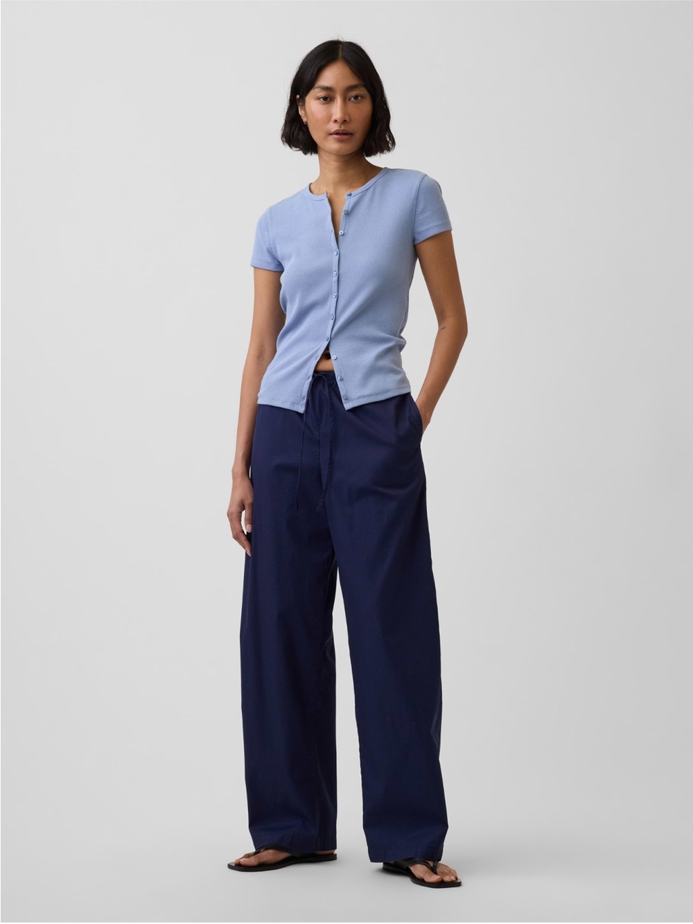 NWT 100% Cotton Poplin Easy Barrel Pants - Picture 2 of 11